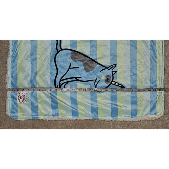 Skechers Bobs For Dogs Fleece Blanket Pet 18x28 Blue Green Stripe Bull Terrier - Picture 5 of 8
